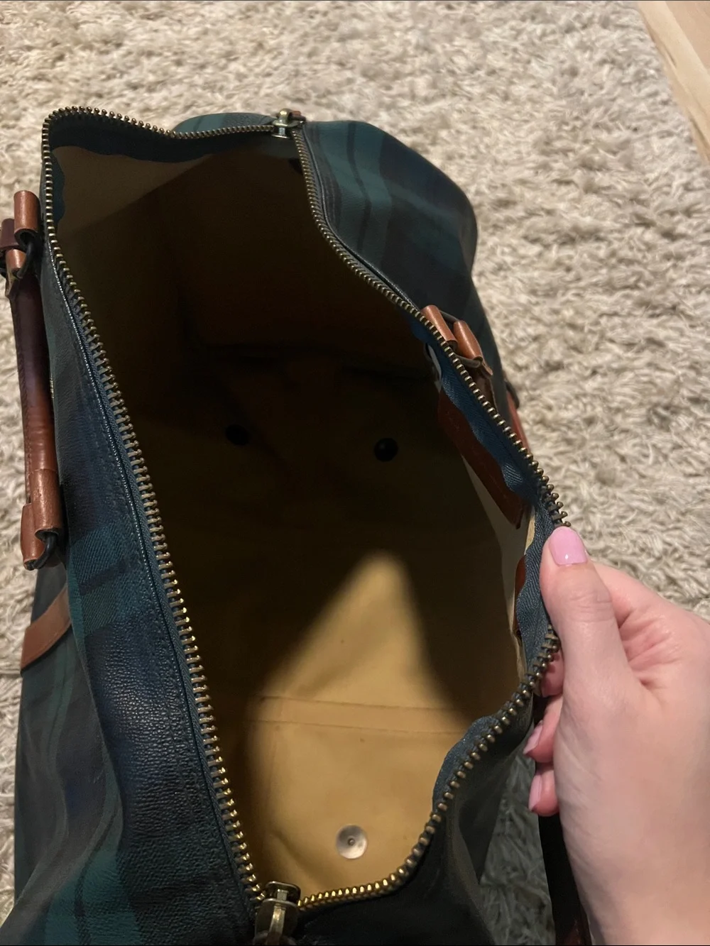 Vintage POLO RALPH LAUREN Classic Green Plaids Tartan XL Overnight Duffle Bag